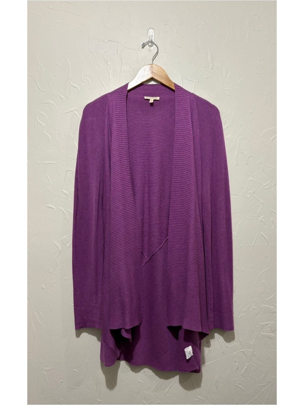 Eileen Fisher purple tunic length cotton/linen blend open cardigan (2X)